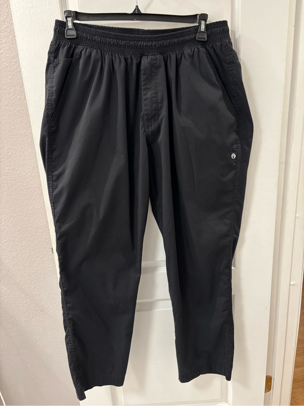 Chef Works Men's Black Elastic-Waist Pull On Zip Fly Pants